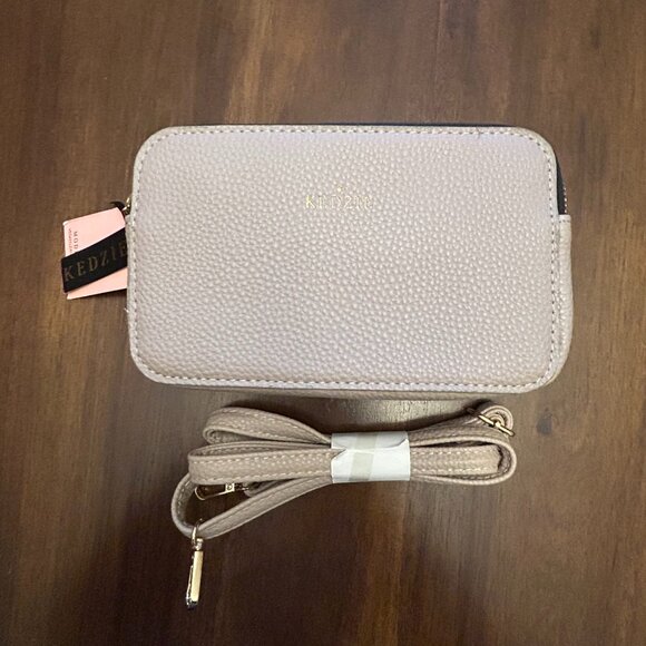 NWT Kedzie Vegan Leather Crossbody Bag Tan Small Removable Straps Zip Closure - Picture 1 of 16